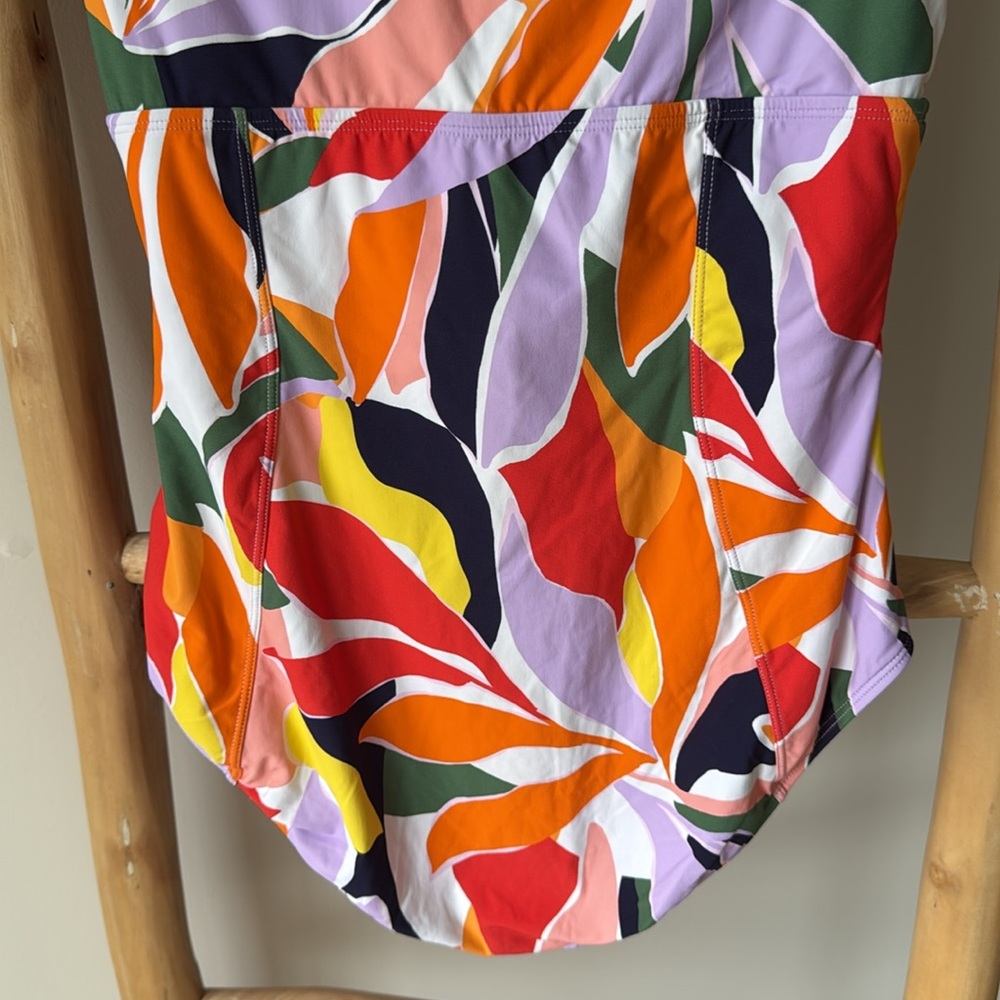 Anne Cole Zip Up Flutter Sleeve Rash Guard One Piece Swimsuit in Palm Party Sz 6 - Picture 9 of 15